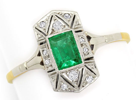 Foto 2 - Alter Art Deco Ring Super Smaragd Diamanten-Gold-Platin, S4816