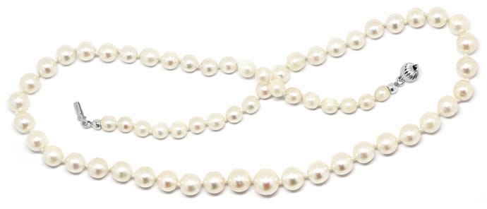 Foto 1 - Schicke Perlenkette Weißgold-Kugel-Verschluss, S5098